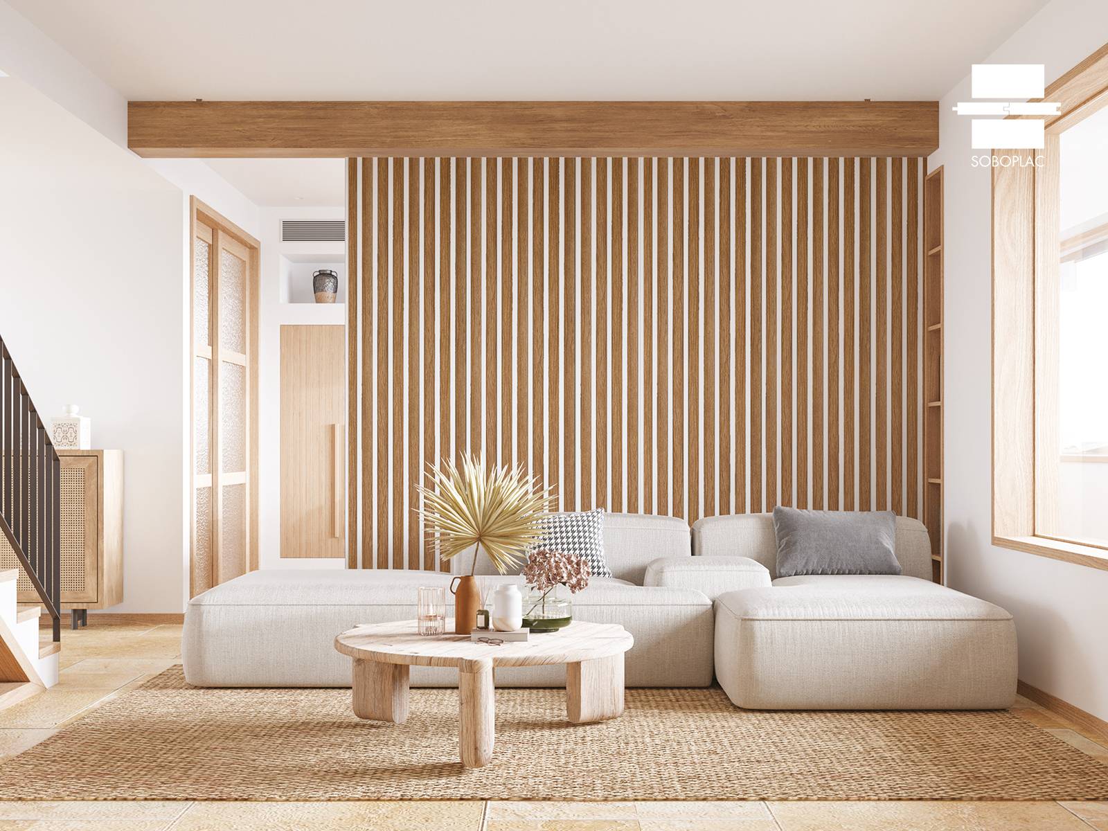 PANNEAU MURAL LAMES EFFET 3 TASSEAUX OAK GOLD - SOW5587