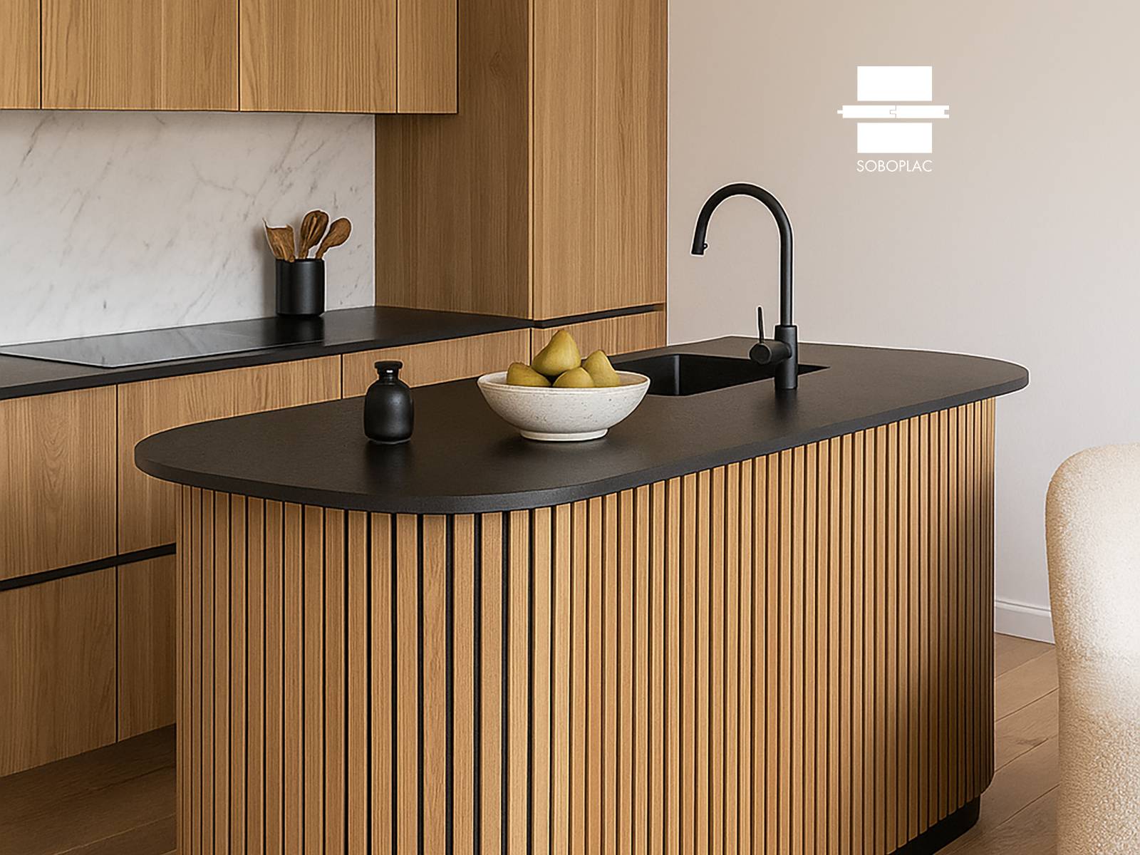 PANNEAU MURAL ACOUSTIQUE FLEXIBLE EFFET TASSEAU CHÊNE NATUREL TF140