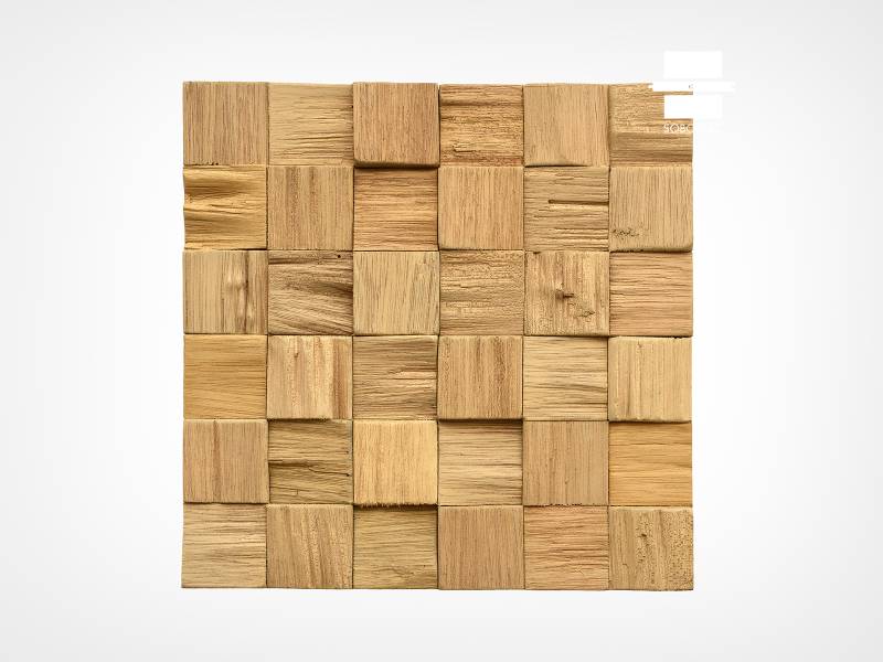 Murmure Cubic – Revêtement mural en bois Meranti huilé aspect chêne – Réf. CB140