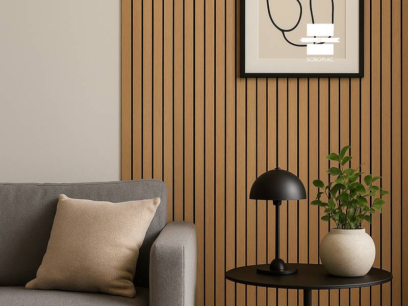 PANNEAU MURAL ACOUSTIQUE TASSOFLEX EFFET TASSEAU CHÊNE NATUREL VERNI TFV140