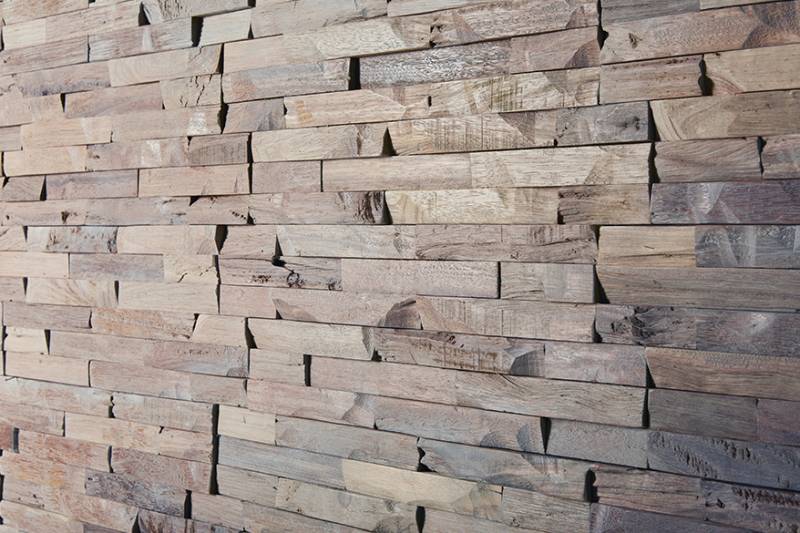 Wood2Wall Beach – Revêtement mural en bois Kempas huilé blanc – Réf. K129